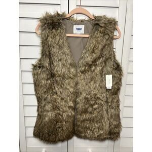 Old Navy Faux Fur Lined Vest Women's Size Medium NWT